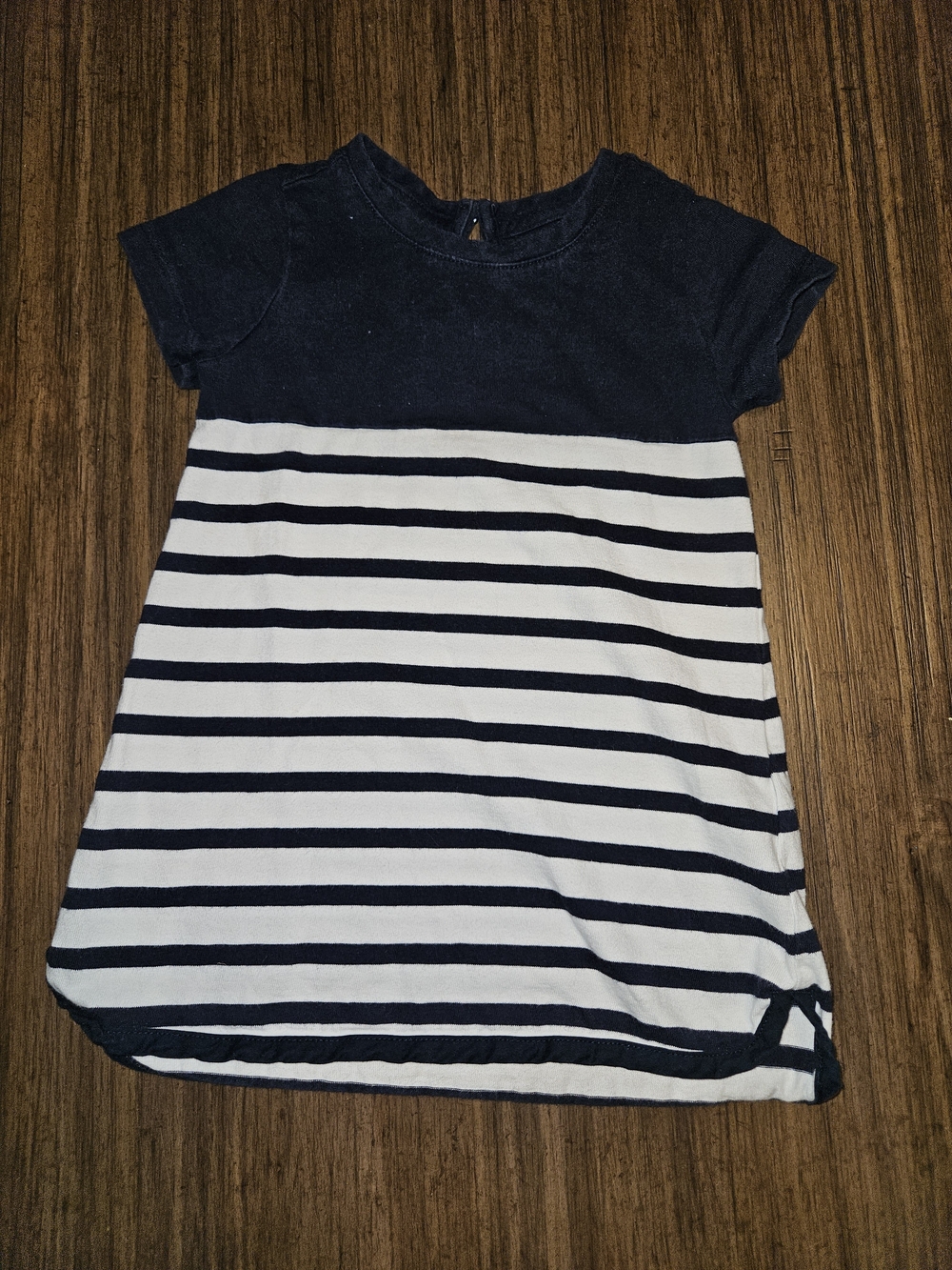 GAP Navy and White Striped Knit Short-Sleeve Dress